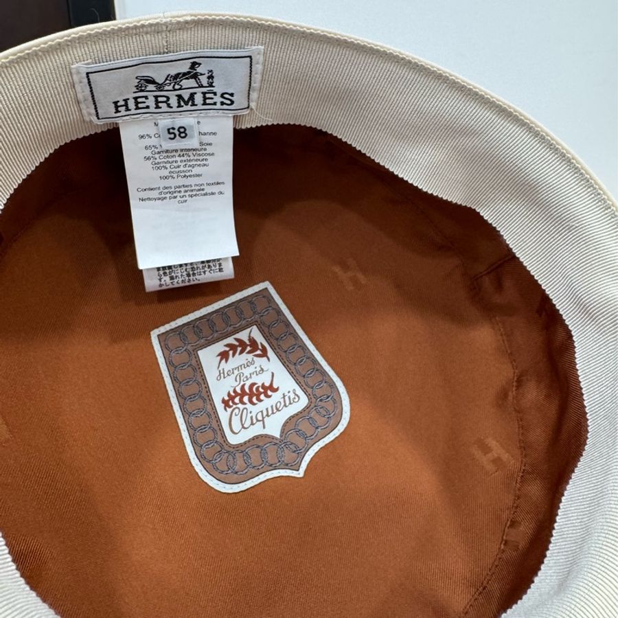 Hermes 愛馬仕 Cabourg Cliquetis 米色 報童帽 貝蕾帽 休閒帽 遮陽帽-19