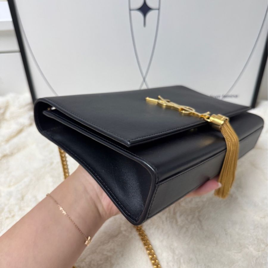 Ysl 流蘇信封包 經典黑金配搭大size 24cm-7