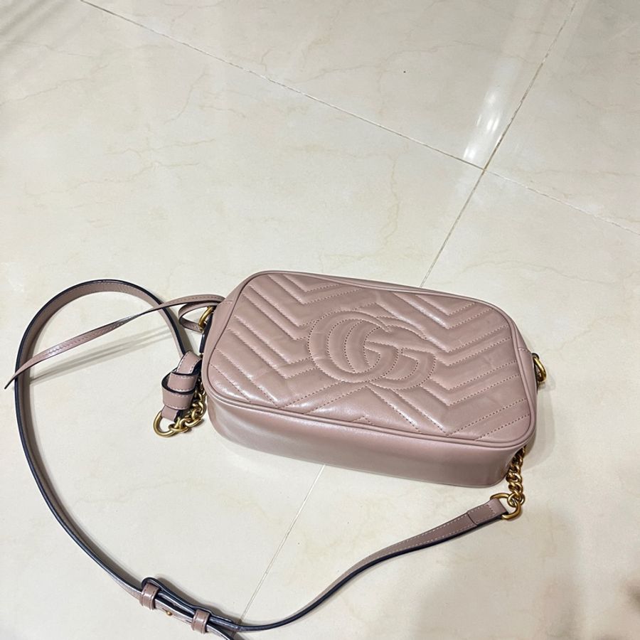 Gucci 古馳 粉色相機包-7