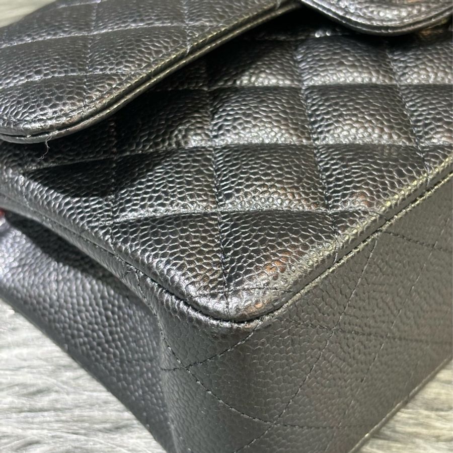 CHANEL A01113 COCO23 CF23 FLAP 黑色荔枝皮 銀鍊 肩背包口蓋包-12