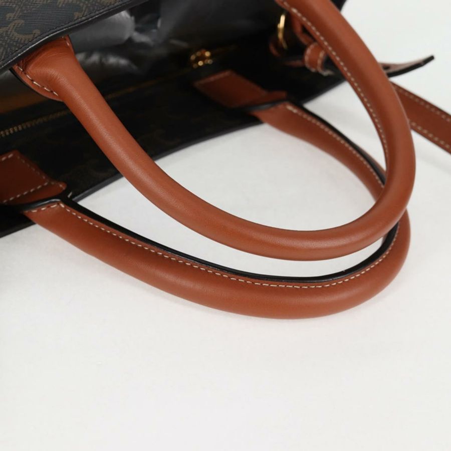 【日本直送】CELINE Triomphe Vertical Cabas 手提包 PVC 皮革 黑色 金色 正品 nb490M-6