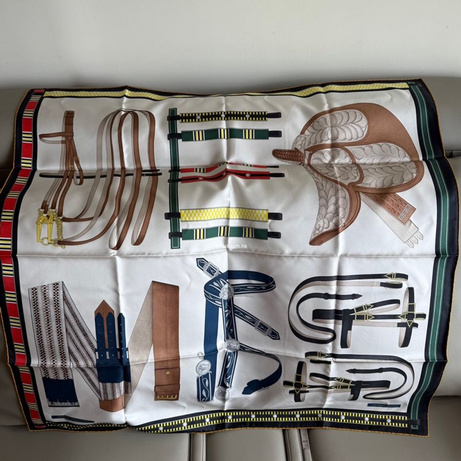 全新 特價🍊Hermes 愛馬仕 Silk scarf 90 絲巾🧣Lettres Equestre 馬術密匙-0