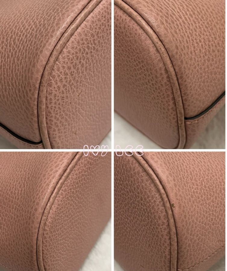 GUCCI古馳 粉色 牛皮手提包 斜背包 貝殼包 正品449661 二手精品-14