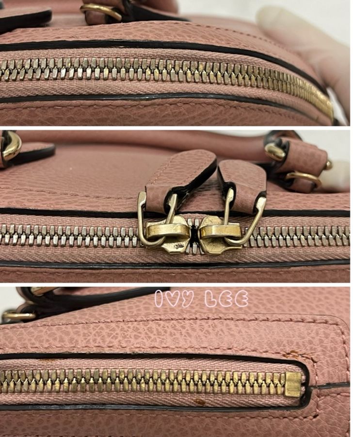 GUCCI古馳 粉色 牛皮手提包 斜背包 貝殼包 正品449661 二手精品-18