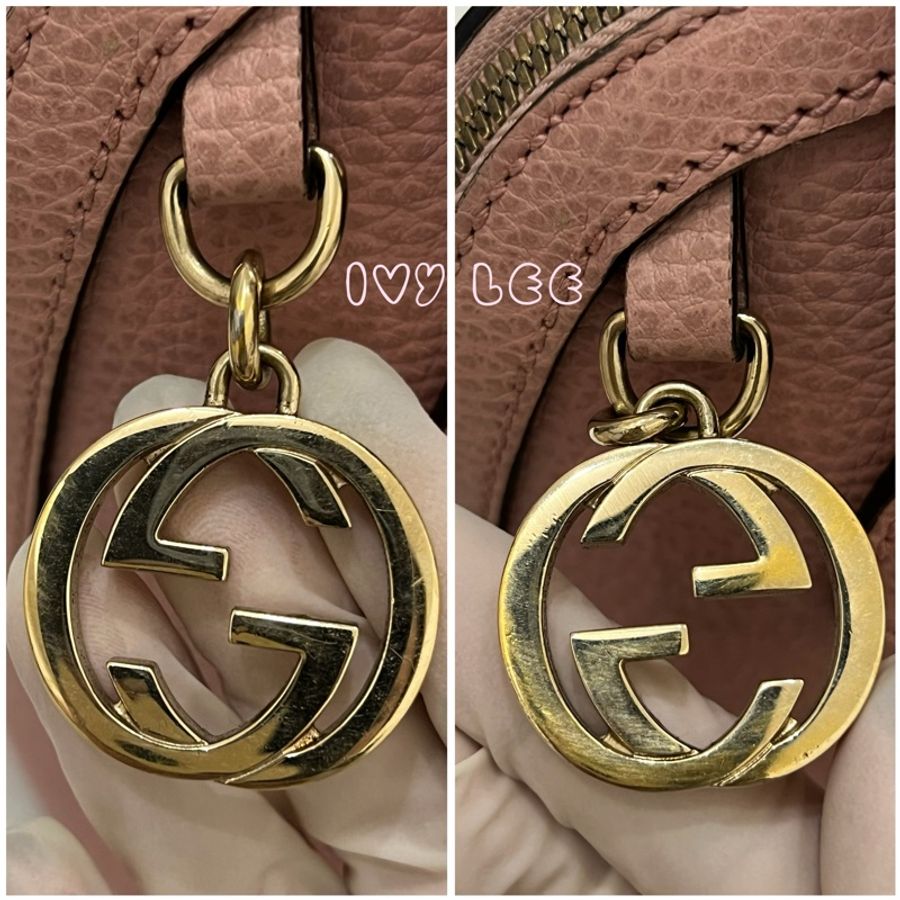 GUCCI古馳 粉色 牛皮手提包 斜背包 貝殼包 正品449661 二手精品-19