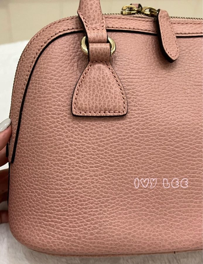 GUCCI古馳 粉色 牛皮手提包 斜背包 貝殼包 正品449661 二手精品-25