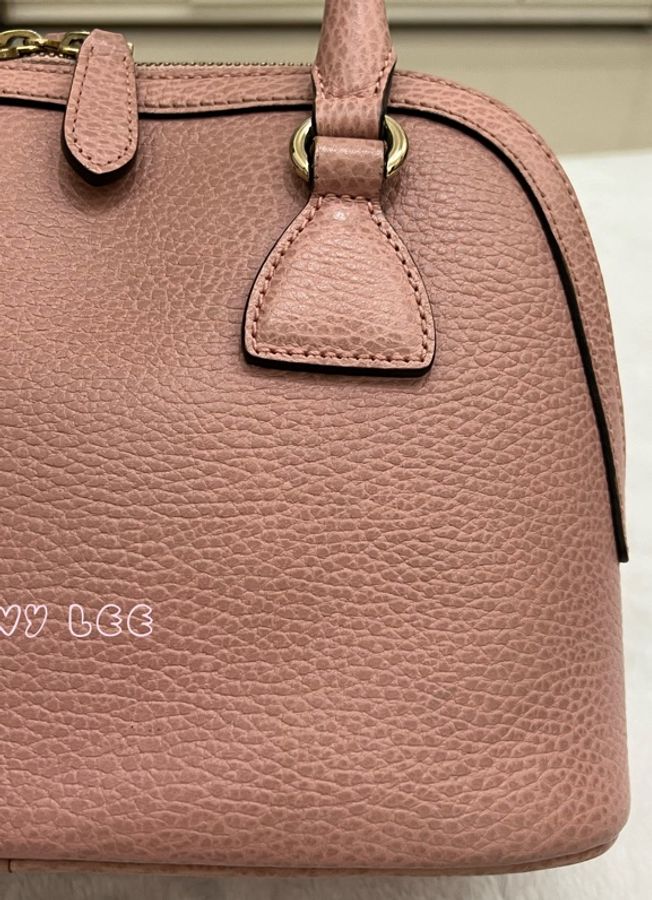 GUCCI古馳 粉色 牛皮手提包 斜背包 貝殼包 正品449661 二手精品-26