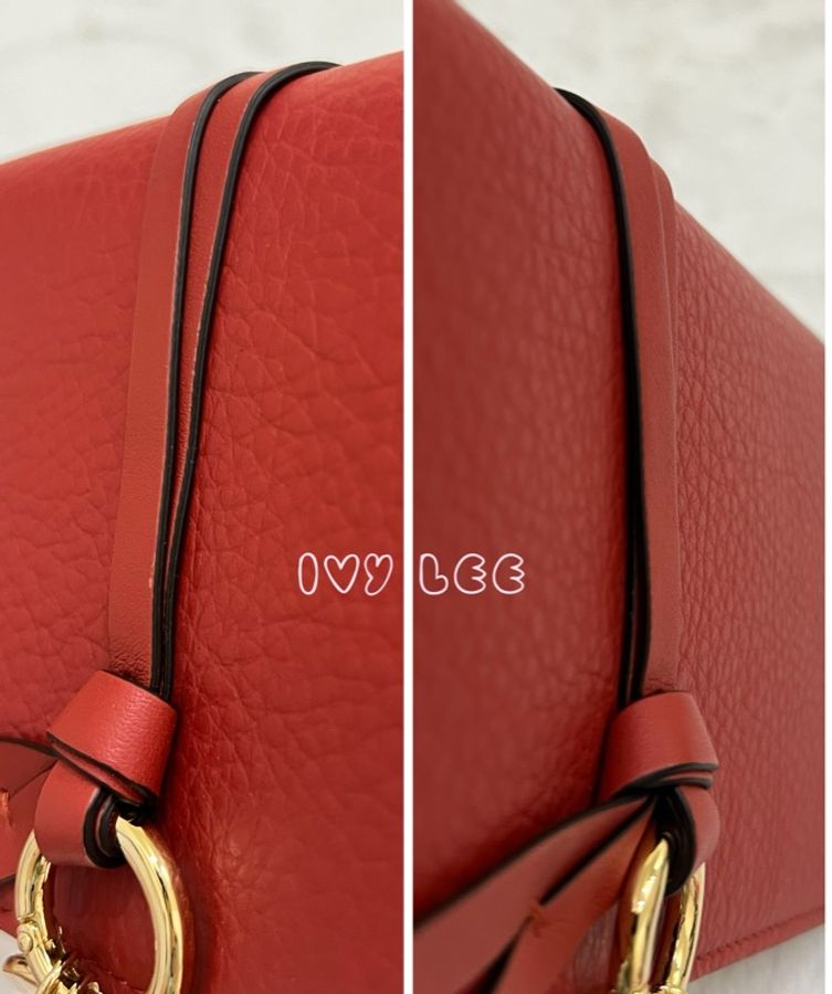 CHLOE ALPHABET 優雅綁結小牛皮翻蓋釦式 長夾 經典紅 正品 二手精品-13