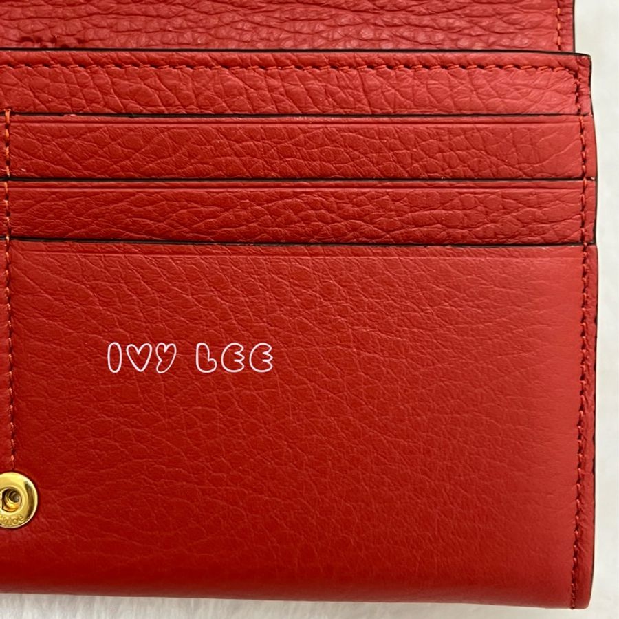 CHLOE ALPHABET 優雅綁結小牛皮翻蓋釦式 長夾 經典紅 正品 二手精品-25