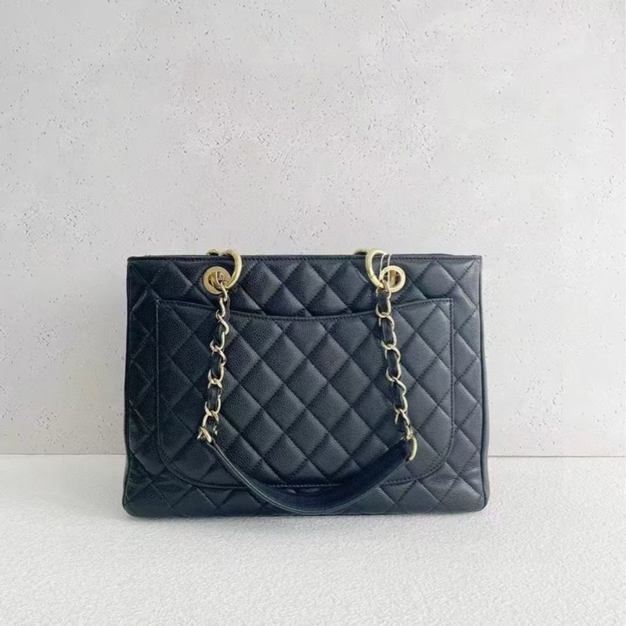 Chanel GST 黑金 荔枝牛皮-1