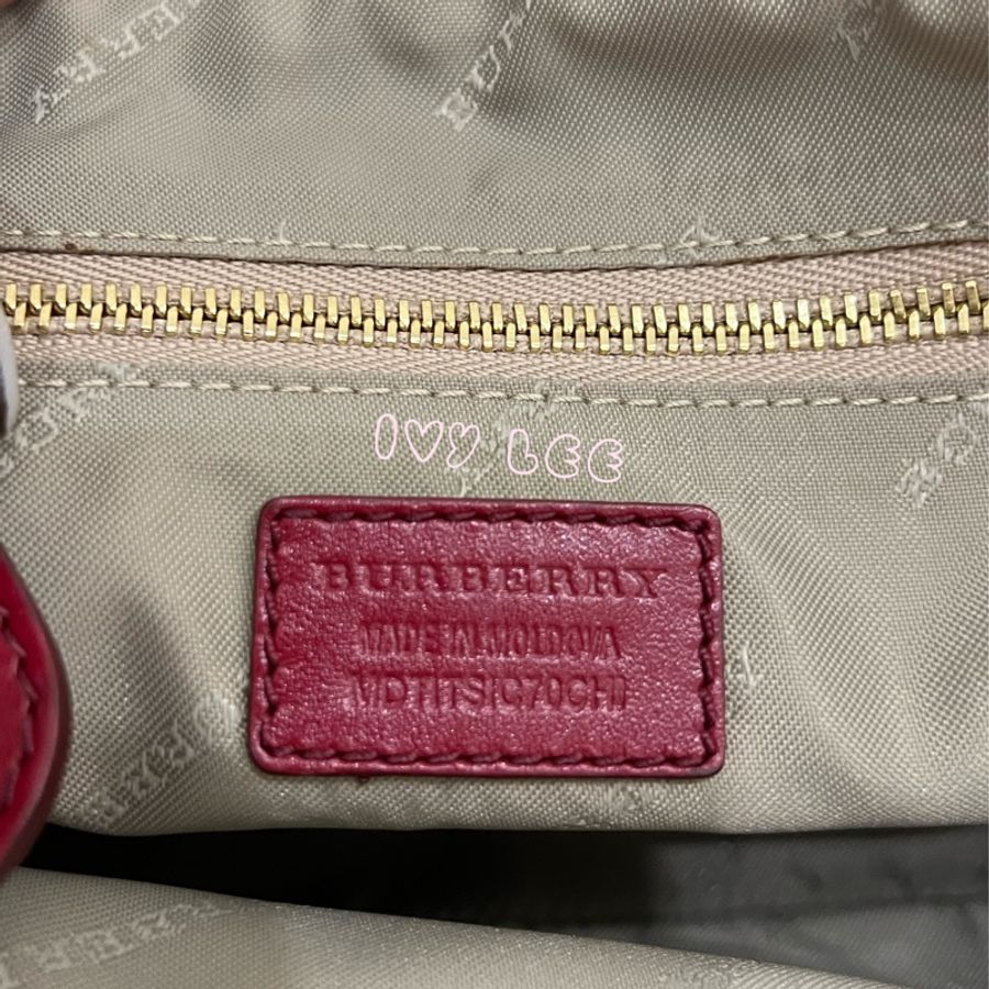 BURBERRY Orchard 斜背包 Haymarket 塗層帆布 皮革 格紋 紅色 正品 二手精品-6
