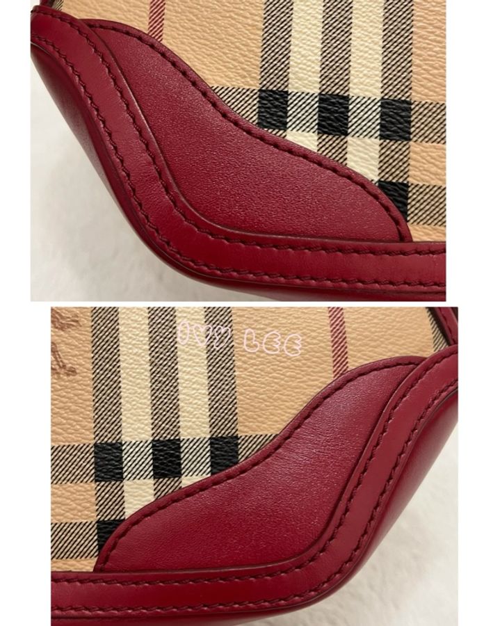 BURBERRY Orchard 斜背包 Haymarket 塗層帆布 皮革 格紋 紅色 正品 二手精品-19