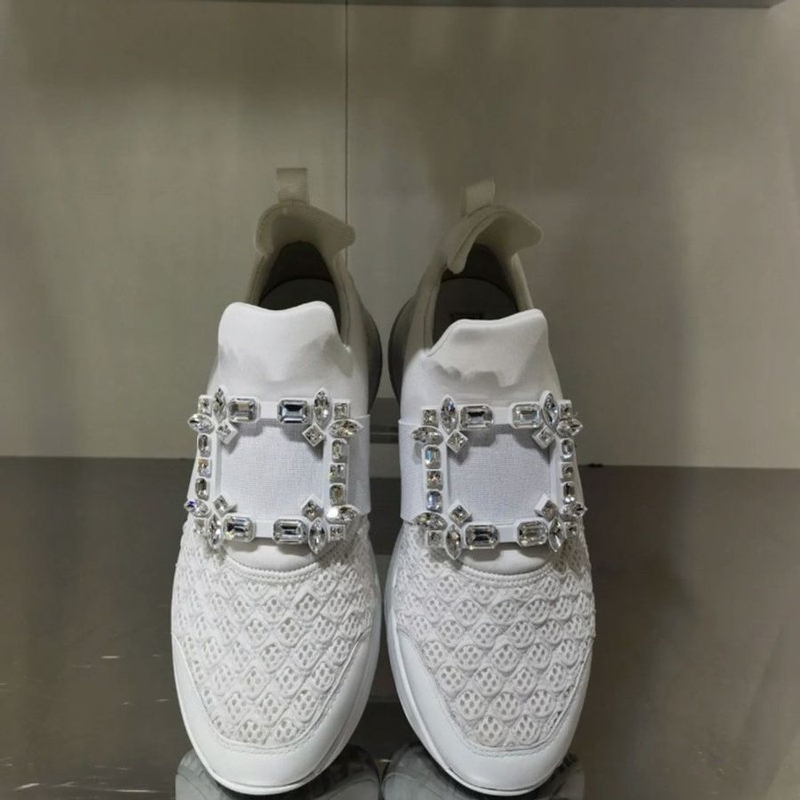 🎁夏季折扣🎁Roger Vivier 女款 Viv Run 水晶鑽方釦運動鞋 增高7.5公分 白色 EU35/35.5/36/36.5/37/37.5/38-2