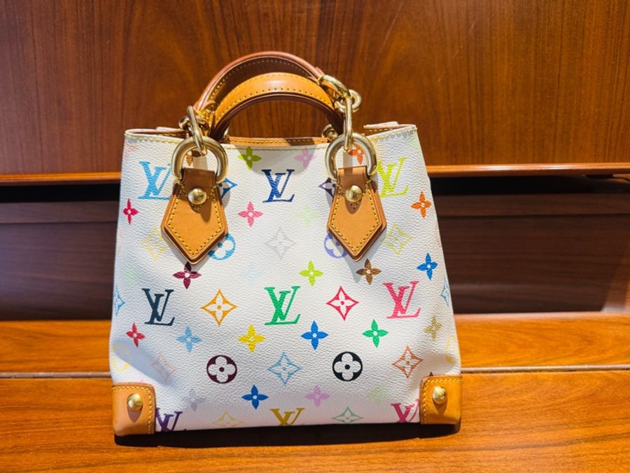 LV Louis Vuitton 經典白三彩 村上隆 手提包-0