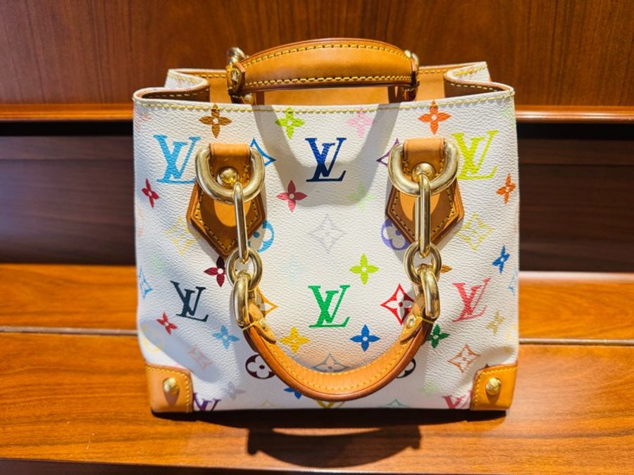 LV Louis Vuitton 經典白三彩 村上隆 手提包-1