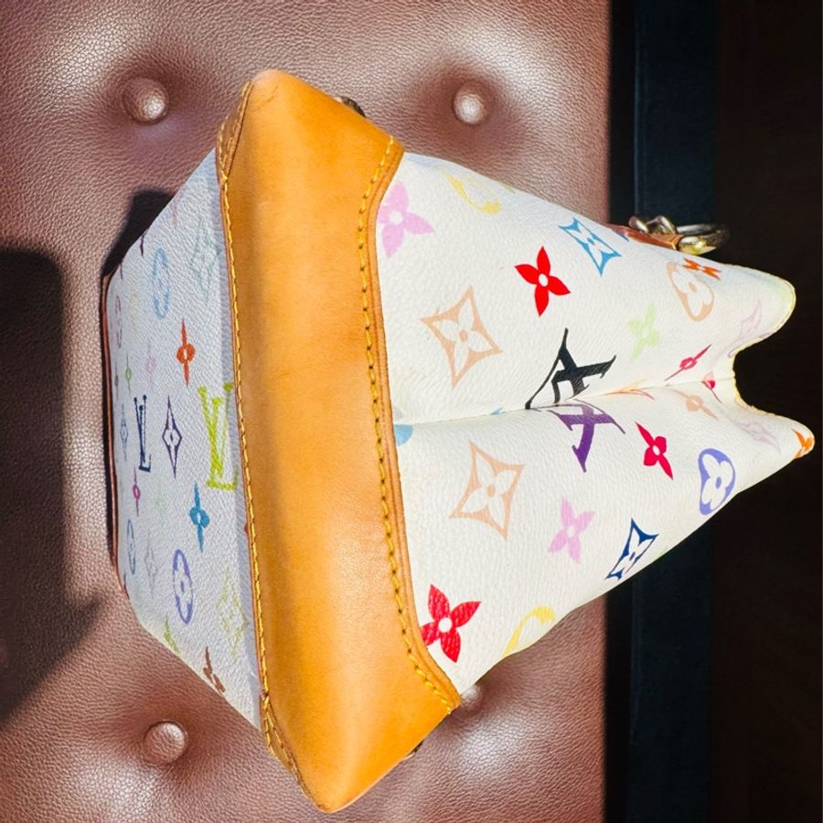 LV Louis Vuitton 經典白三彩 村上隆 手提包-3