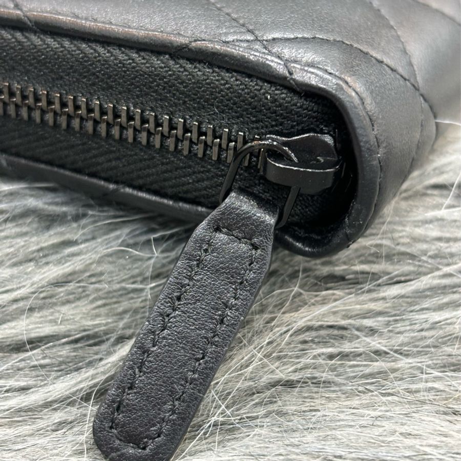 CHANEL AP0216 COCO SO BLACK 黑釦黑色羊皮 拉鍊 短夾 零錢包 卡夾 名片夾-11