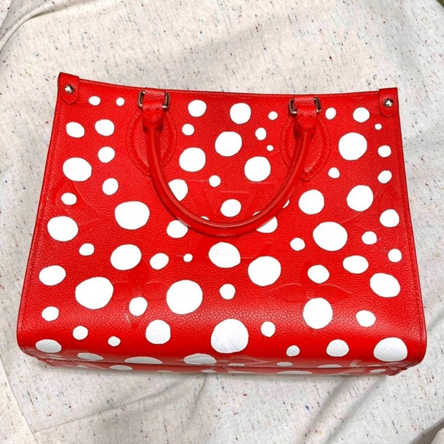 M46412 Louis Vuitton 路易威登 草間彌生聯名款 LV x YK Infinity Dots 圓點粒面牛皮手提/肩背包(紅色)-7