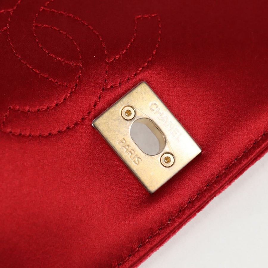 【日本直送】香奈兒 (CHANEL) 絎縫山茶花鏈單背包 絲絨紅色 CC Auth KD378SM-23