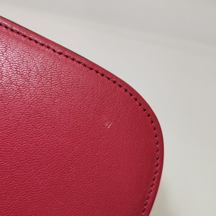 95❤celine Classic Box豆腐包中號紅色羊皮銀扣斜挎單肩包-14