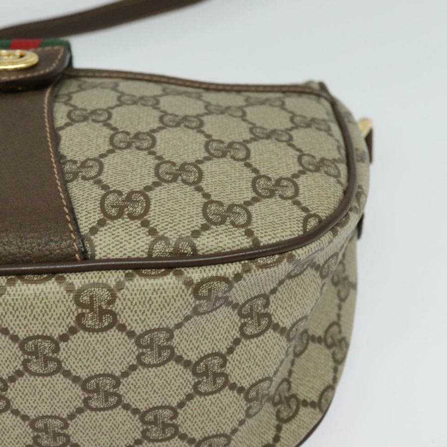 【日本直送】GUCCI GG Supreme Web Sherry Line 手提包 PVC 棕色金色 89 02 032 正品 122664-13