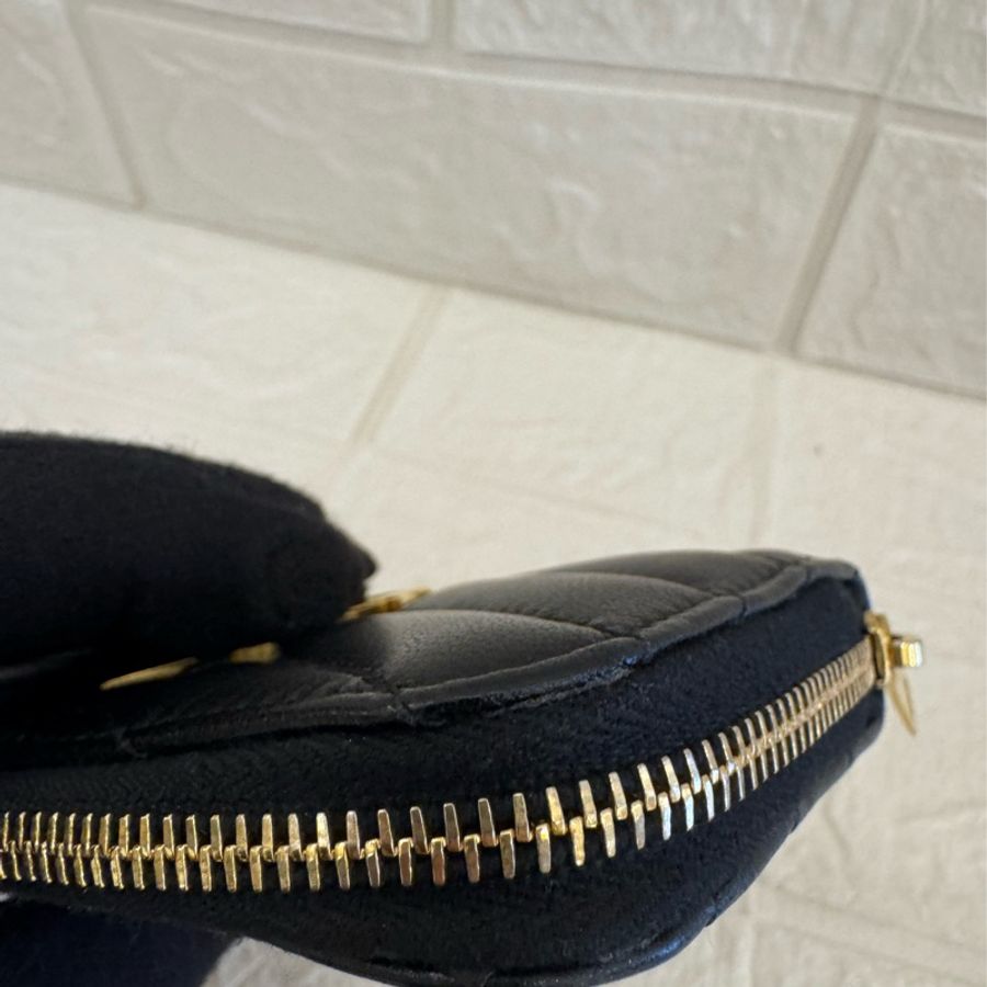 YSL黑山形紋金logo零錢包👛-34