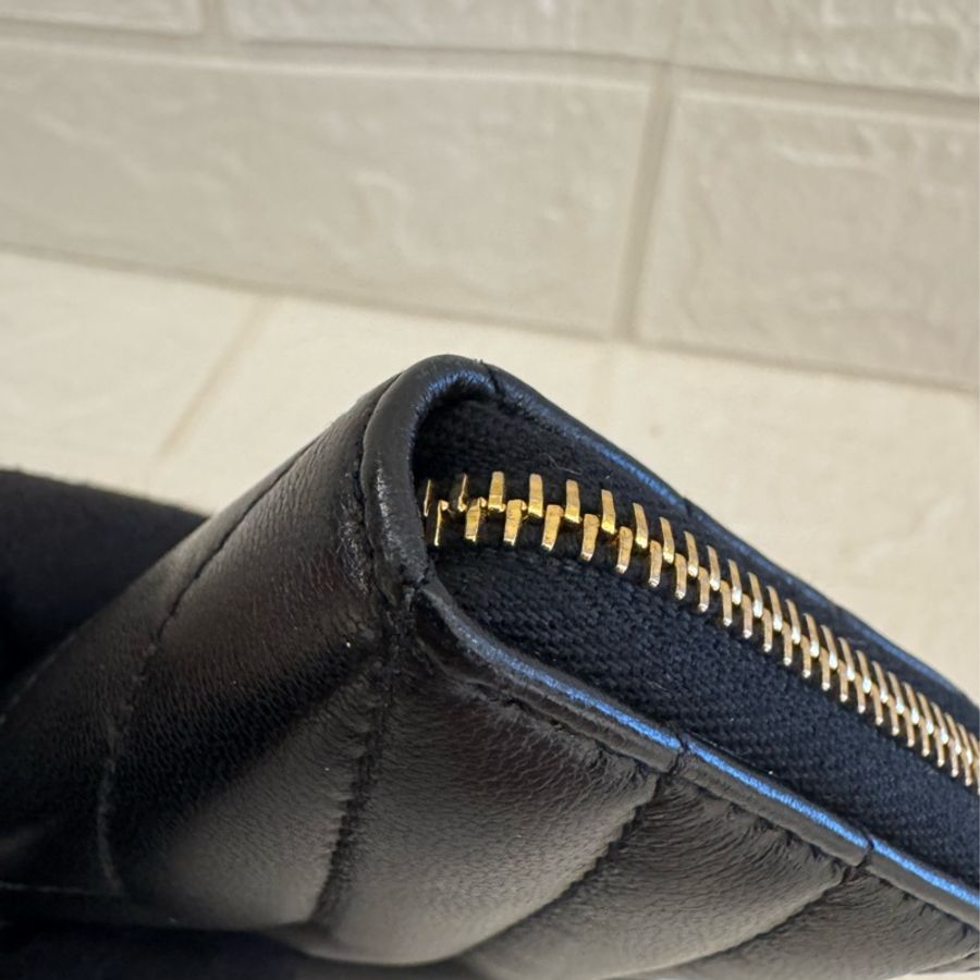 YSL黑山形紋金logo零錢包👛-38