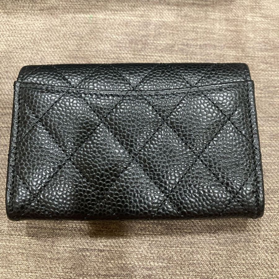 香奈兒chanel 黑色小皮件 荔枝皮 金扣 卡片 零錢 名片包 法國製-6
