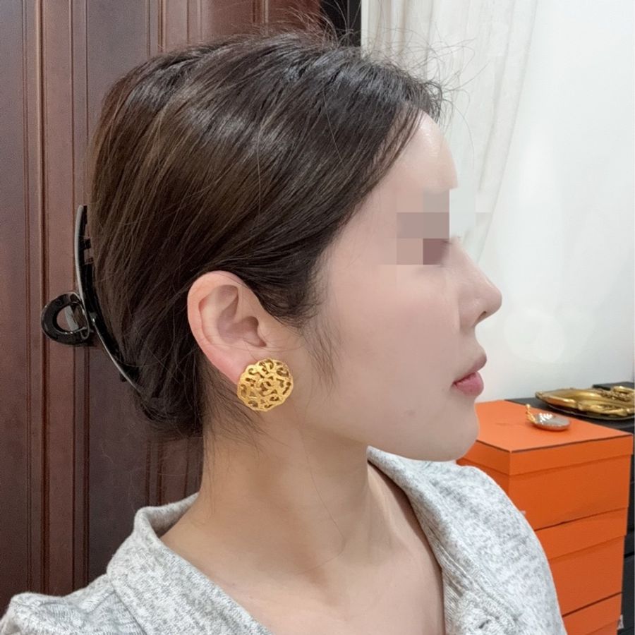 chanel 香奈兒 vintage 雙C鏤空系列 金色 耳環 耳夾 耳飾 夾式耳環-9