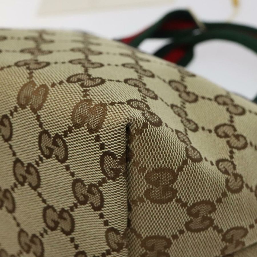 【日本直送】GUCCI GG 帆布織帶雪莉線手提包紅色米綠色 284728 正品 ki5534A-7