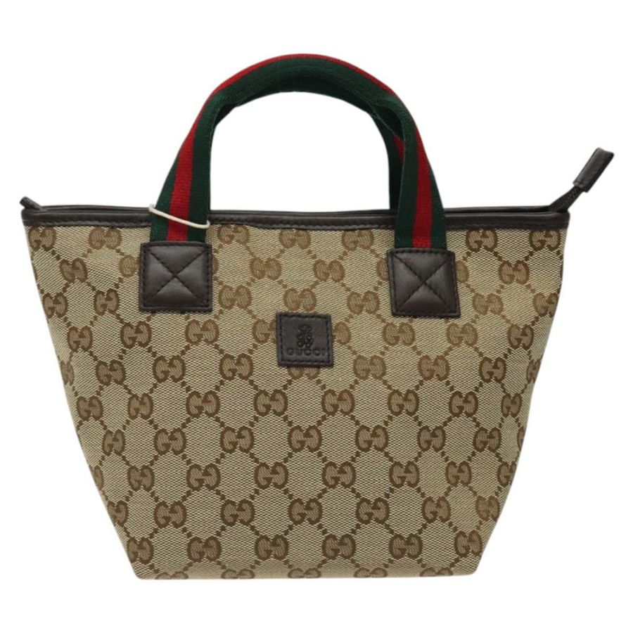 【日本直送】GUCCI GG 帆布織帶雪莉線手提包紅色米綠色 284728 正品 ki5534A-12