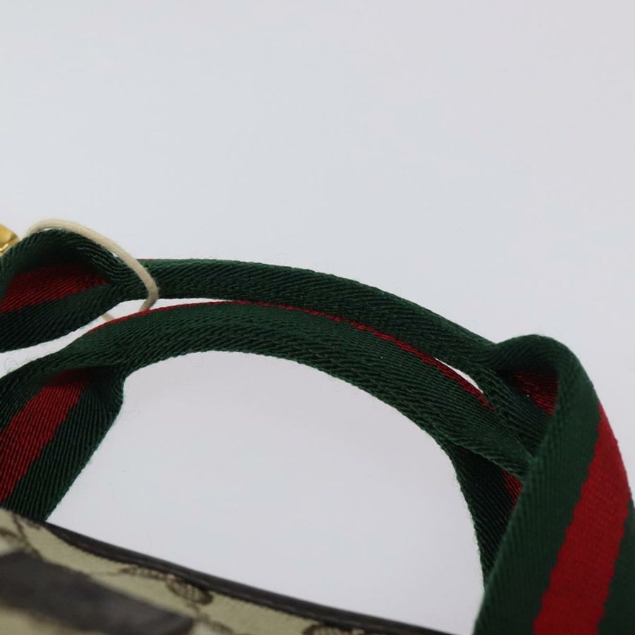 【日本直送】GUCCI GG 帆布織帶雪莉線手提包紅色米綠色 284728 正品 ki5534A-13