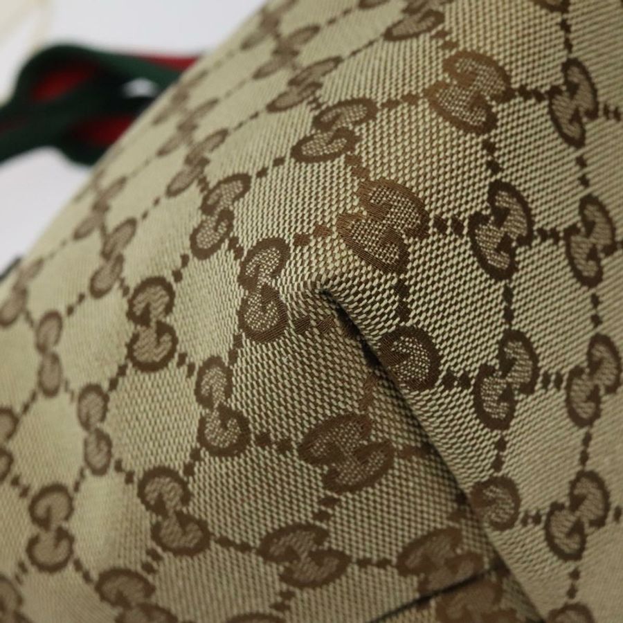 【日本直送】GUCCI GG 帆布織帶雪莉線手提包紅色米綠色 284728 正品 ki5534A-14
