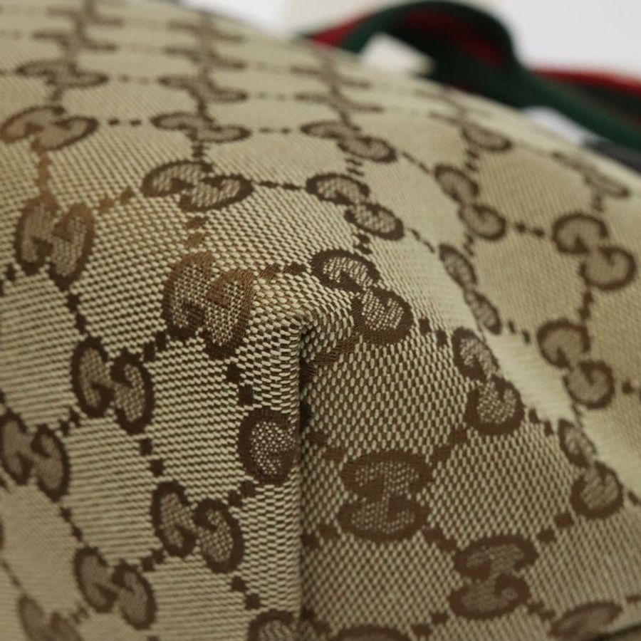 【日本直送】GUCCI GG 帆布織帶雪莉線手提包紅色米綠色 284728 正品 ki5534A-15