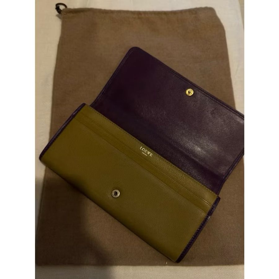 LOEWE奶茶色十卡撞色長夾-1