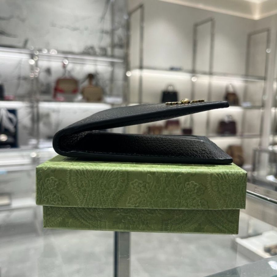 🎁特價🎁Gucci 523664 男款經典 Animalier 系列蜜蜂裝飾對開 8 卡牛皮短夾-6