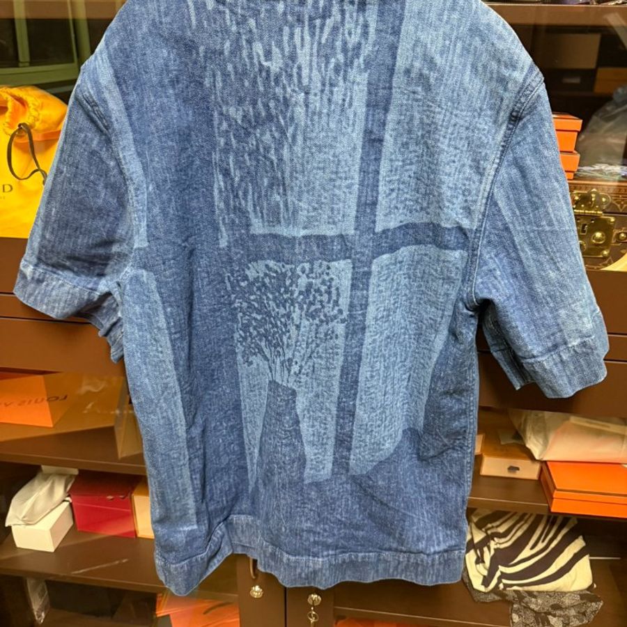 FENDI 日落圖案印花 牛仔短T 男-4
