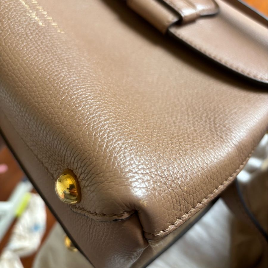 BURBERRY 巴寶莉 CAMBERLEY 小牛皮拼接經典英倫格紋帆布手提兩用包(駝棕)-6