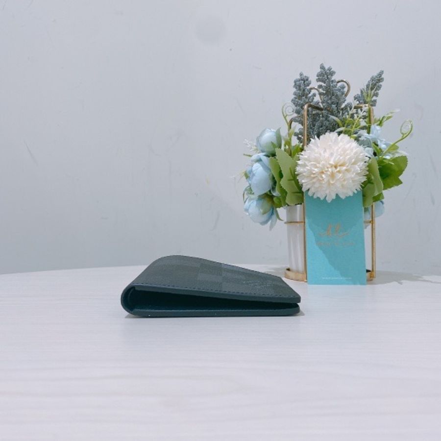 TK1677 Louis Vuitton 路易威登M14927 修身黑灰色中夾Slender Wallet Grey And Black Canvas-7