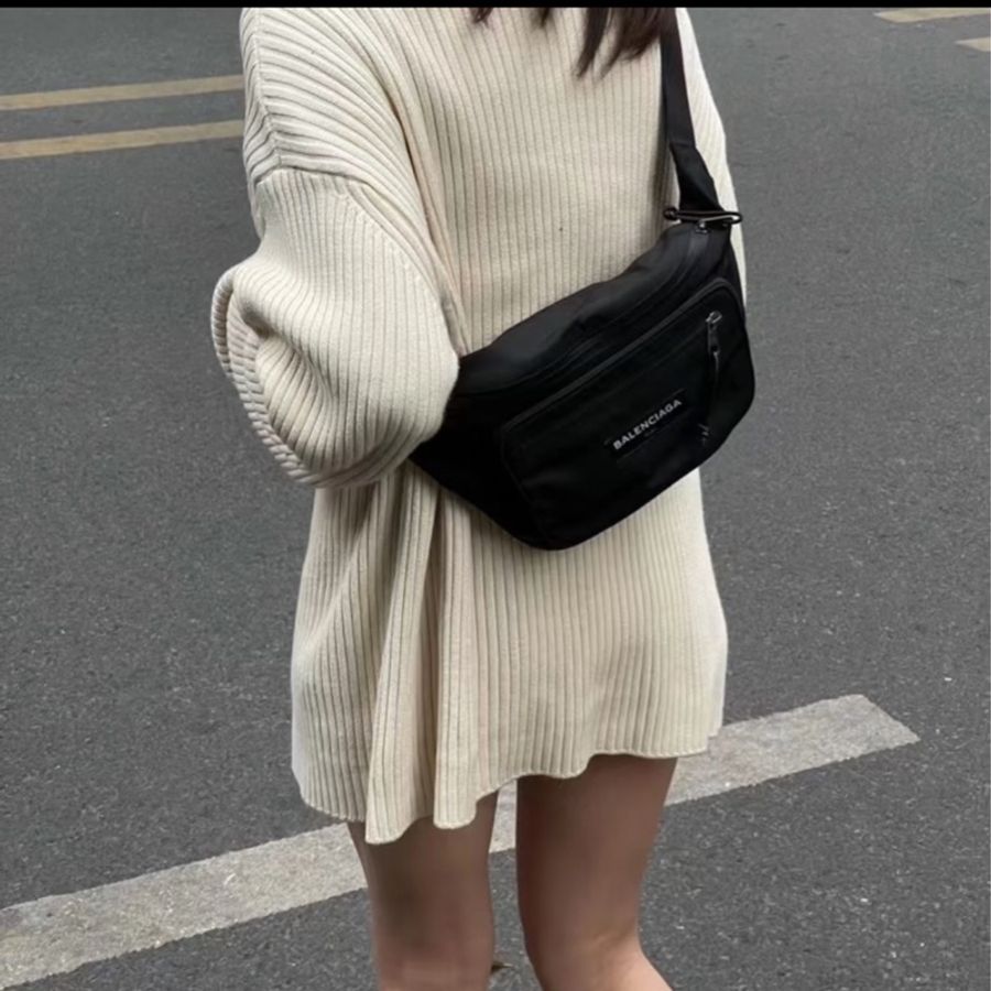 BALENCIAGA 巴黎世家 Explorer 黑色 尼龍 胸包 腰包胸口包 側背包 肩背包 斜背包-30