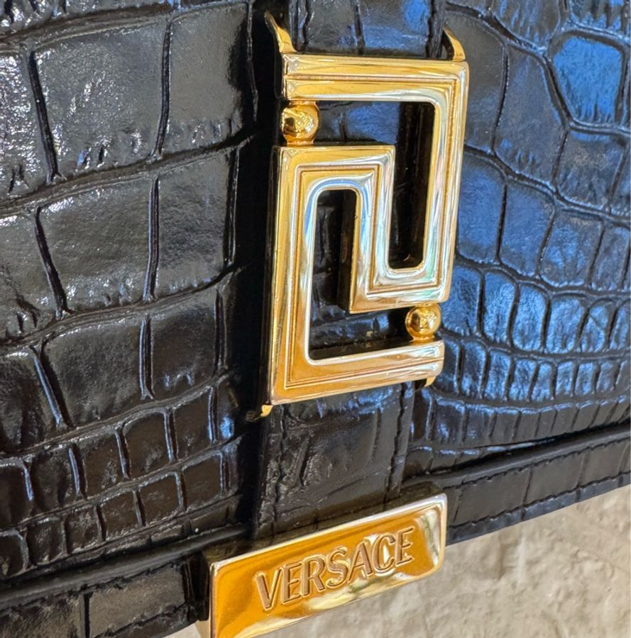 versace黑鱷魚壓紋金logo woc-9