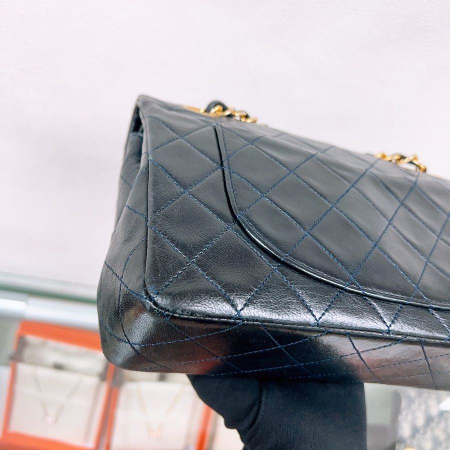 Chanel classic flap/ cf 23 深藍色 中古經典翻蓋包小號-9