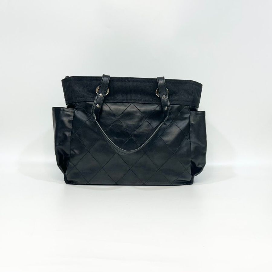 Chanel黑色牛皮帆布Paris Biarritz托特包A34210-1