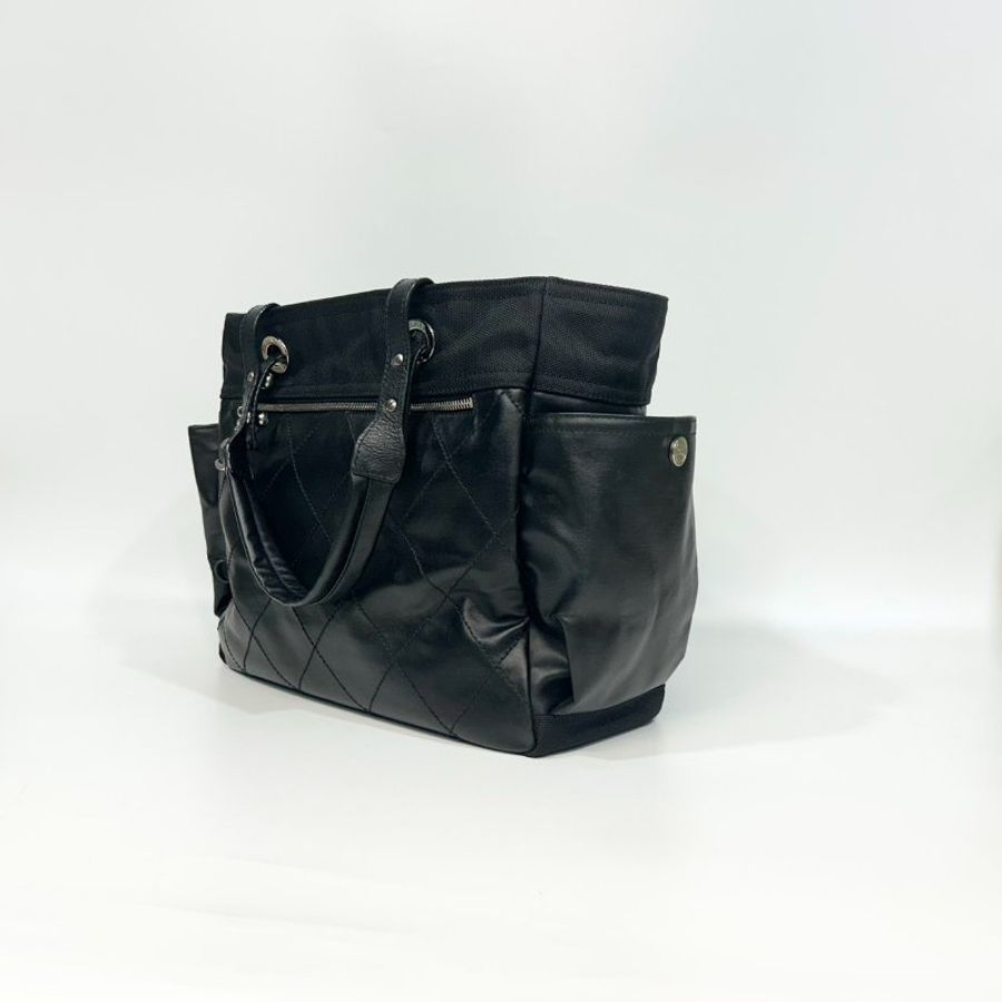 Chanel黑色牛皮帆布Paris Biarritz托特包A34210-3
