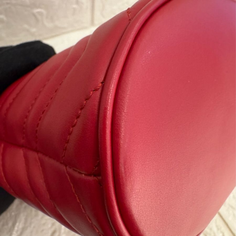 GUCCI 紅色金雙G水桶包-6