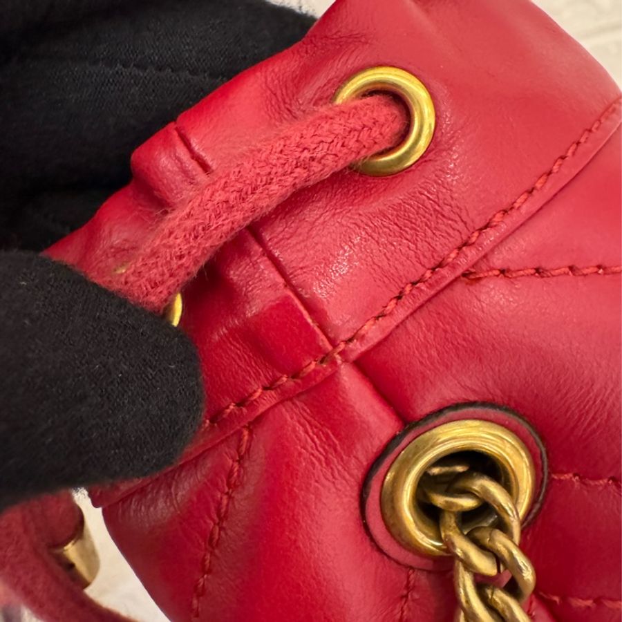 GUCCI 紅色金雙G水桶包-17