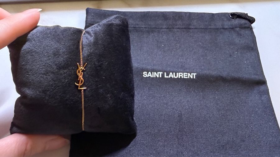 YSL Logo 玫瑰金手鍊-0
