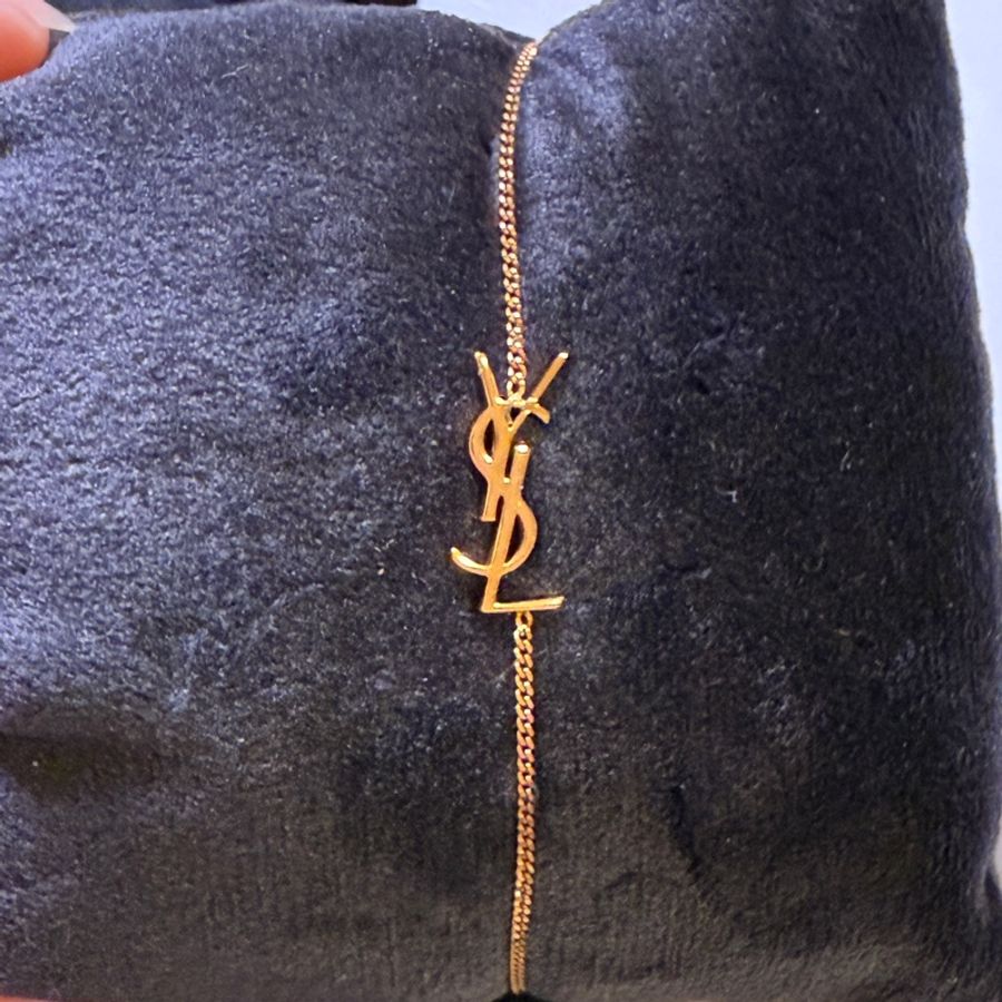 YSL Logo 玫瑰金手鍊-1