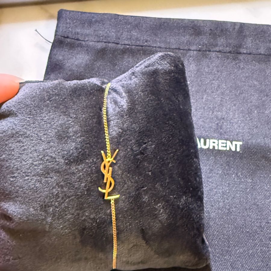 YSL Logo 玫瑰金手鍊-2