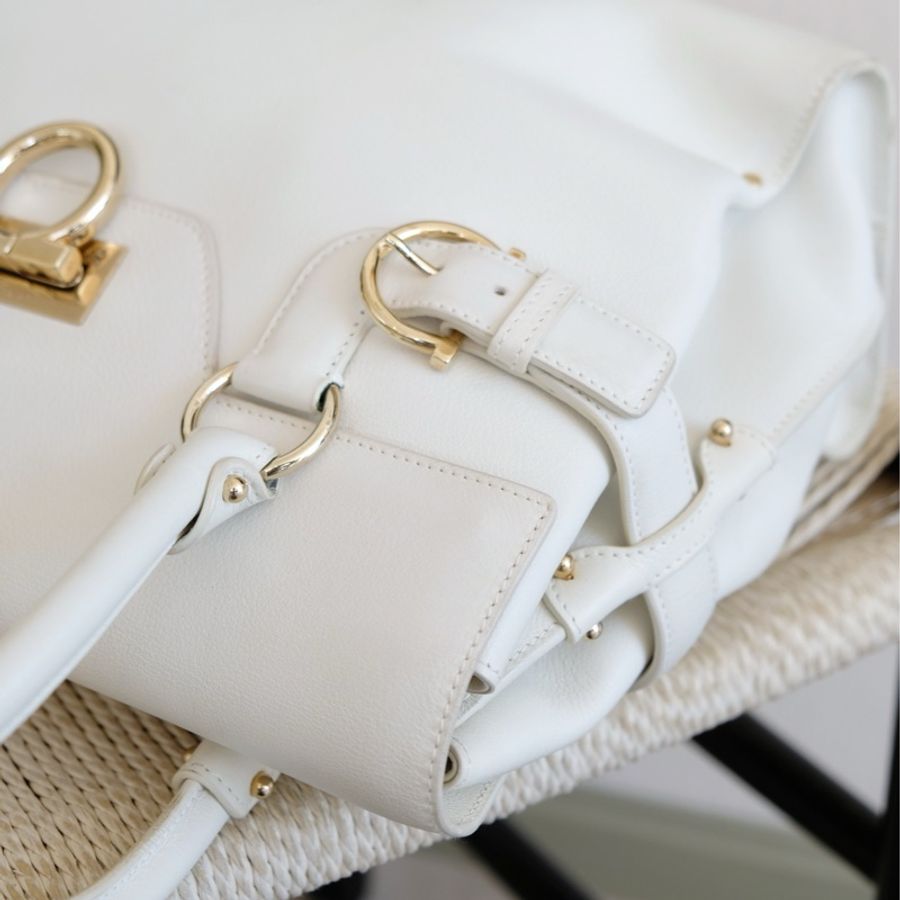 Ferragamo 菲拉格慕白色馬蹄扣單肩包-7